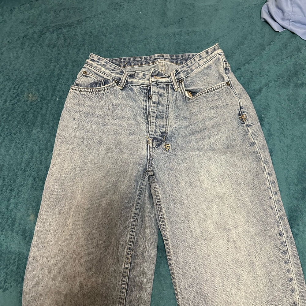 ksubi jeans, size 26 i believe. worn quite a bit, but still in good condition